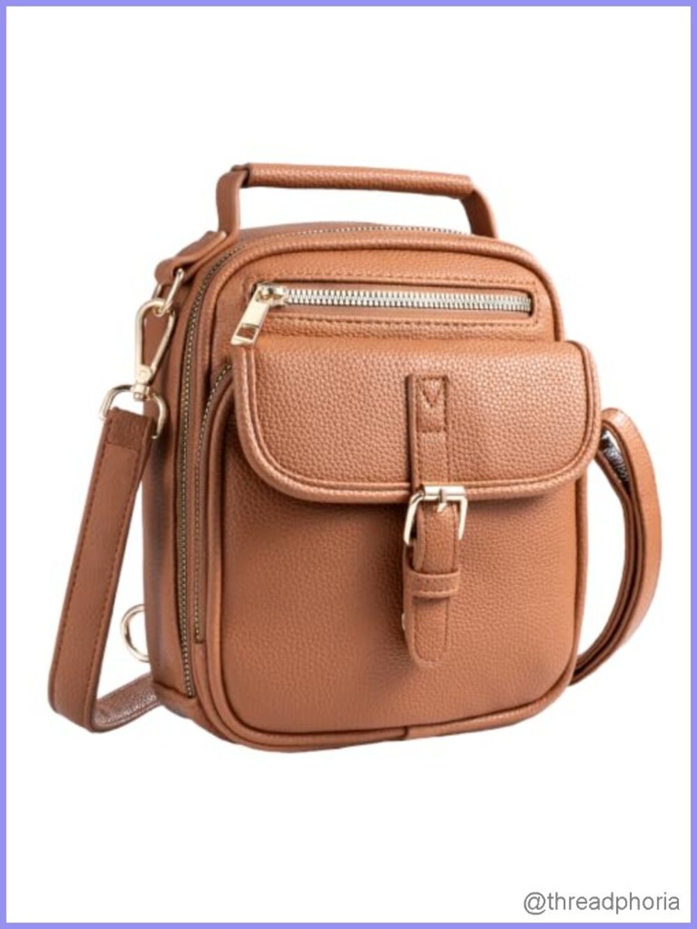 Vegan Leather Crossbody Bag with 2 Straps Anti Theft RFID Pocket